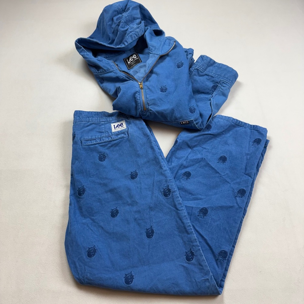 Lee x The Hundreds Blue Corduroy Adam Bomb Anorak Jacket & Pants Set Mens 32 S